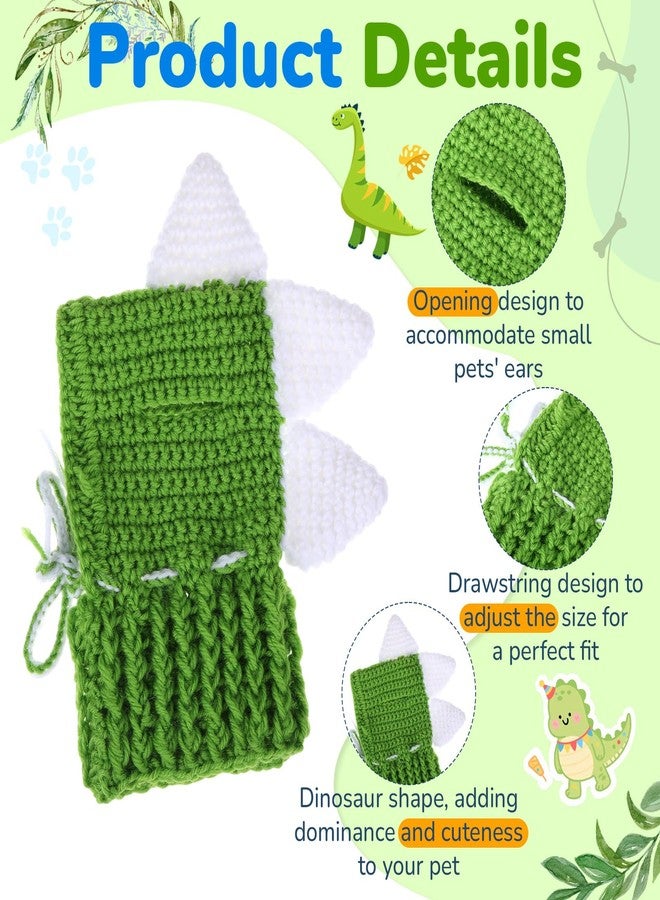Simlakey Dinosaur Costume Pet Crochet Cute Hat Cotton Soft Knitted Hats for Cats Kitten Puppy Pets Winter Costume - Image 4